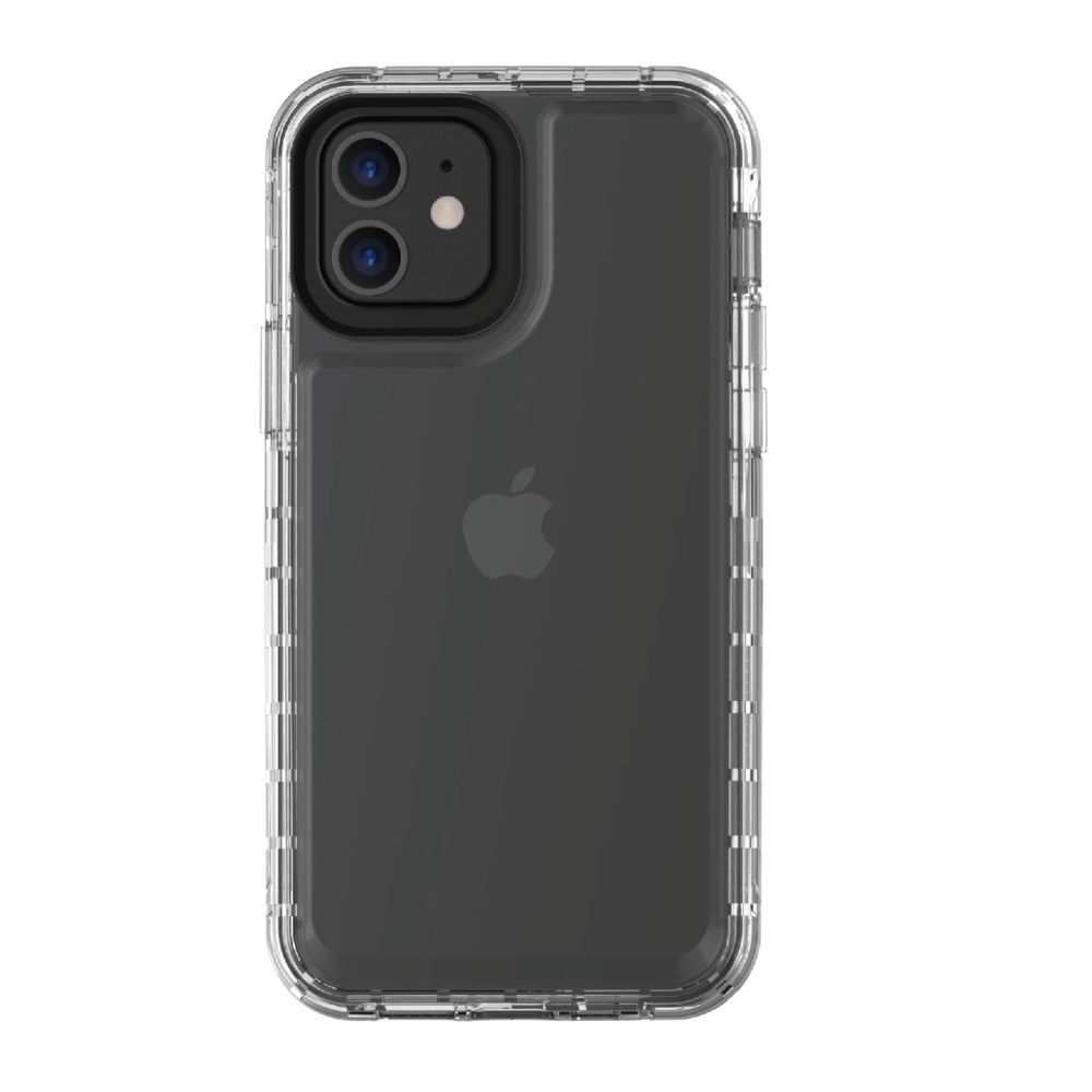onn. Clear Rugged Case with Built-in Microbial Protection for iPhone 12, 12 Pro